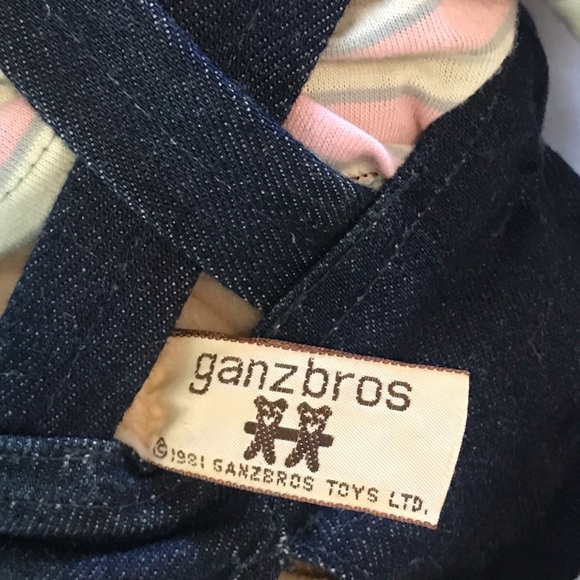 Vintage 1981 Ganz Bros Wrinkles The Dog Hand Puppet Plush Overalls Striped  17” - Picture 6 of 8